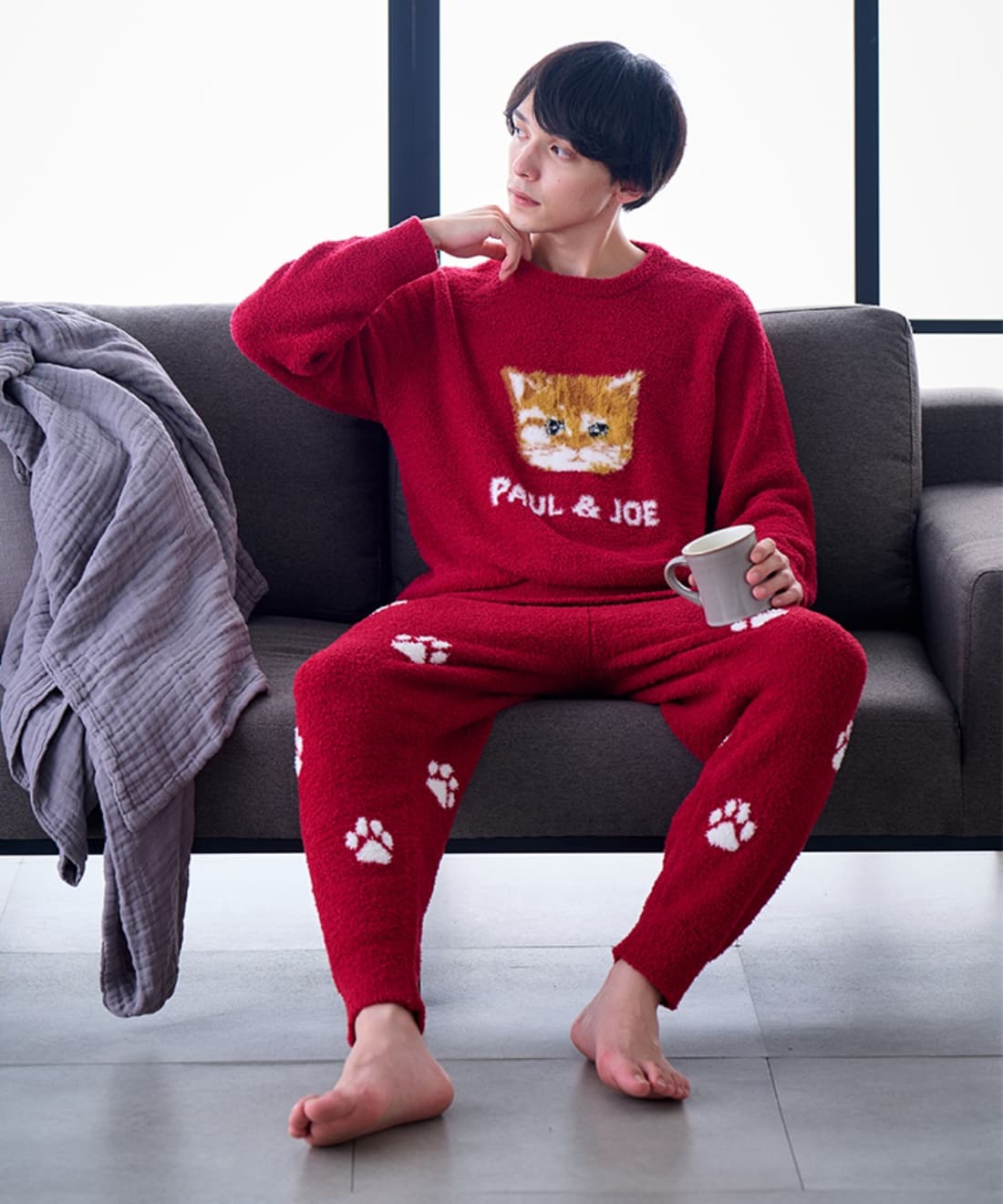 毛糸遊び×ボーダー セットアップ ネイビー