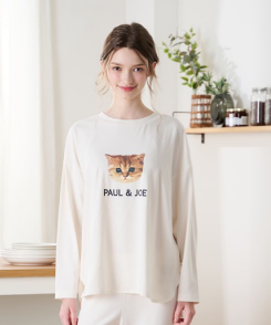 ヌネットプリント 綿レーヨンベアテンジク ロングTシャツ